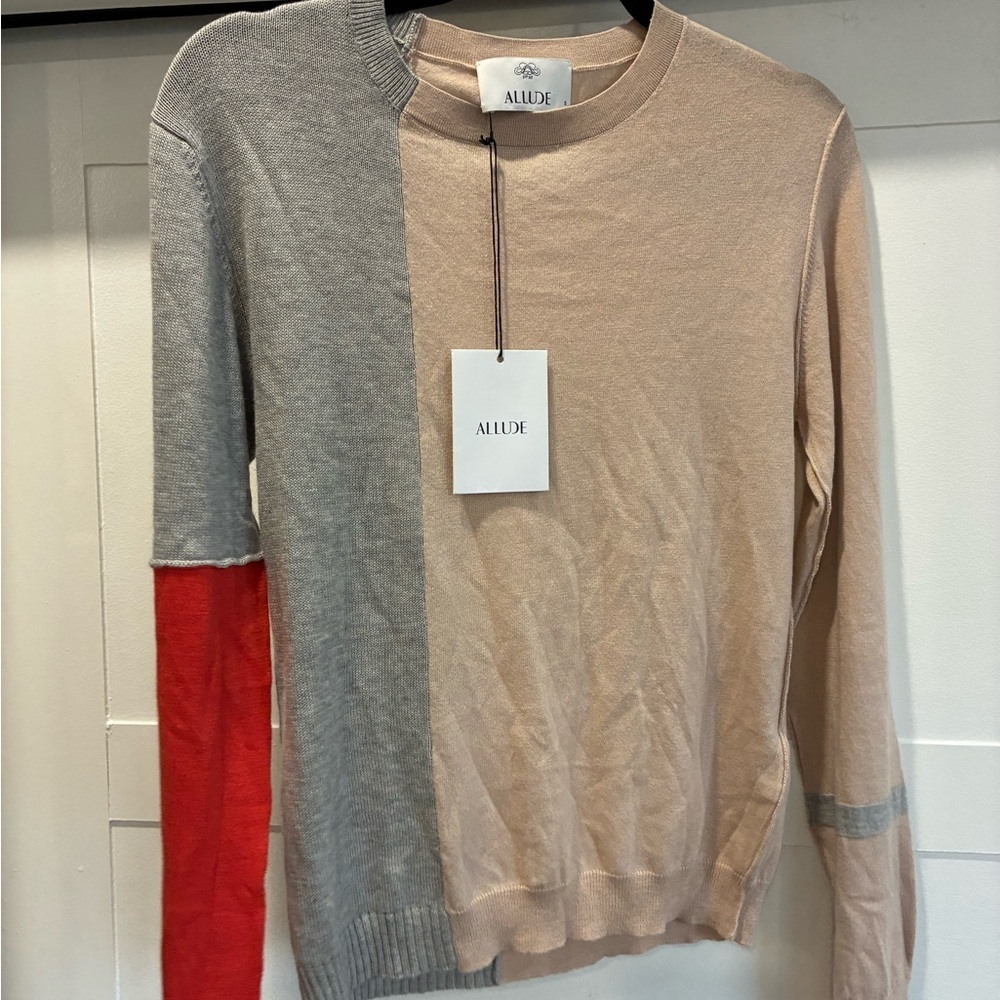 ALLUDE cashmere sweater color block S NWT